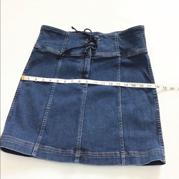 Free People Denim Min Skirt Blue Modern Femme Jean Denim Mini Skirt - Picture 6 of 12